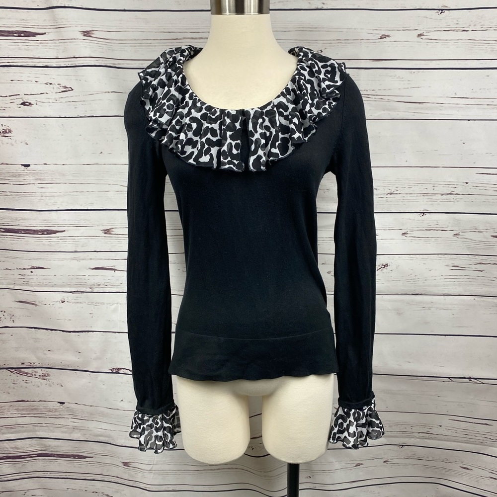 WHBM Black‎ Ruffle Sweater